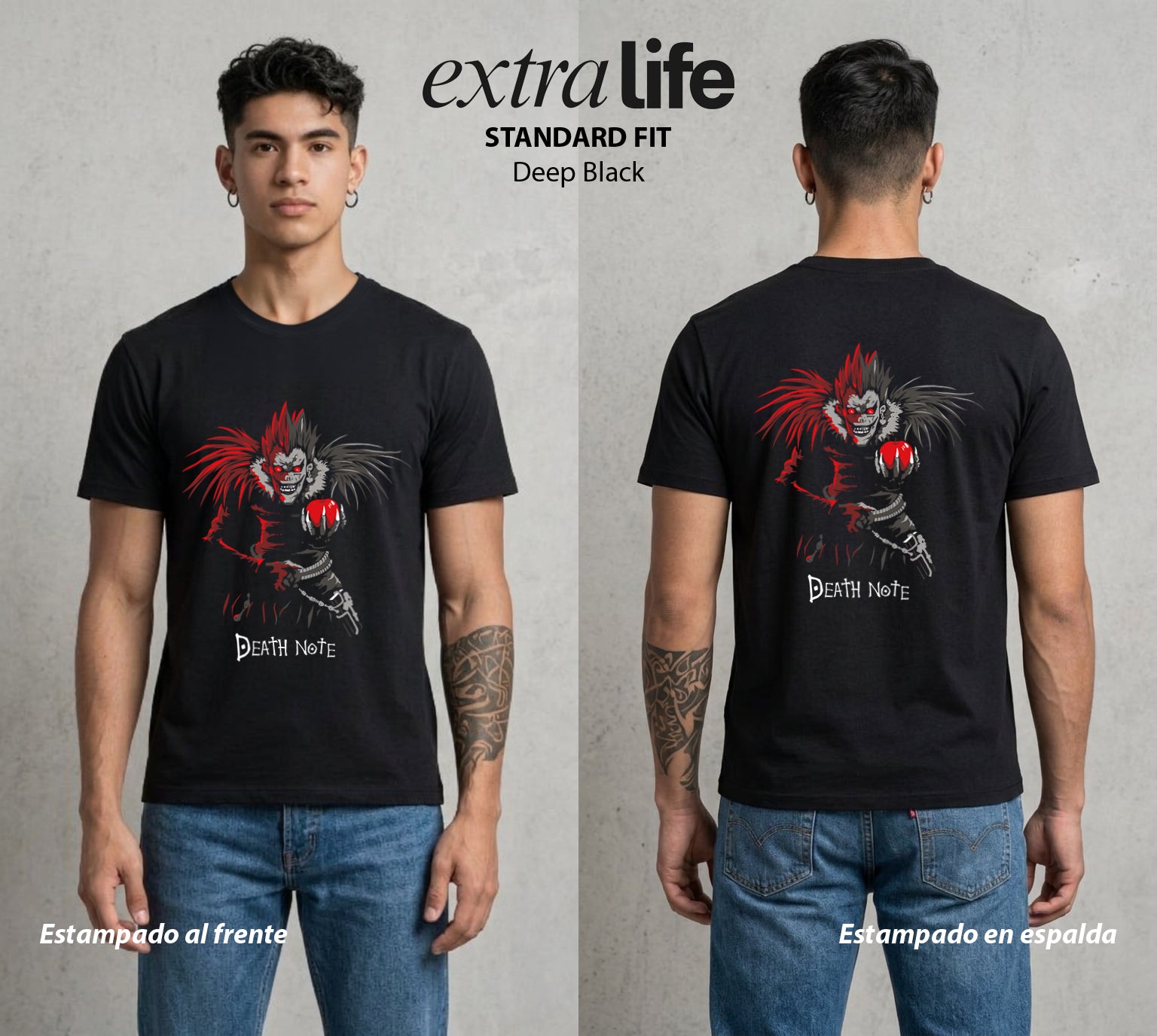 El Cuaderno del Juicio | El Shinigami del Otro Mundo #00944 - Playera Standard Fit | Deep Black - Foto en modelo