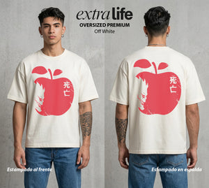 El Cuaderno del Juicio | El Shinigami del Otro Mundo #00947 - Playera Oversized Premium | Off White - Foto en modelo