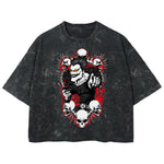 Playera streetwear premium de anime y gaming ExtraLife MX, corte boxy deluxe mineral wash heavyweight en color Acid Wash, moda urbana mexicana de culto.