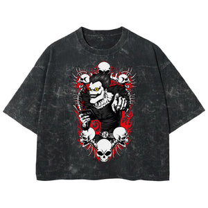 Playera streetwear premium de anime y gaming ExtraLife MX, corte boxy deluxe mineral wash heavyweight en color Acid Wash, moda urbana mexicana de culto.