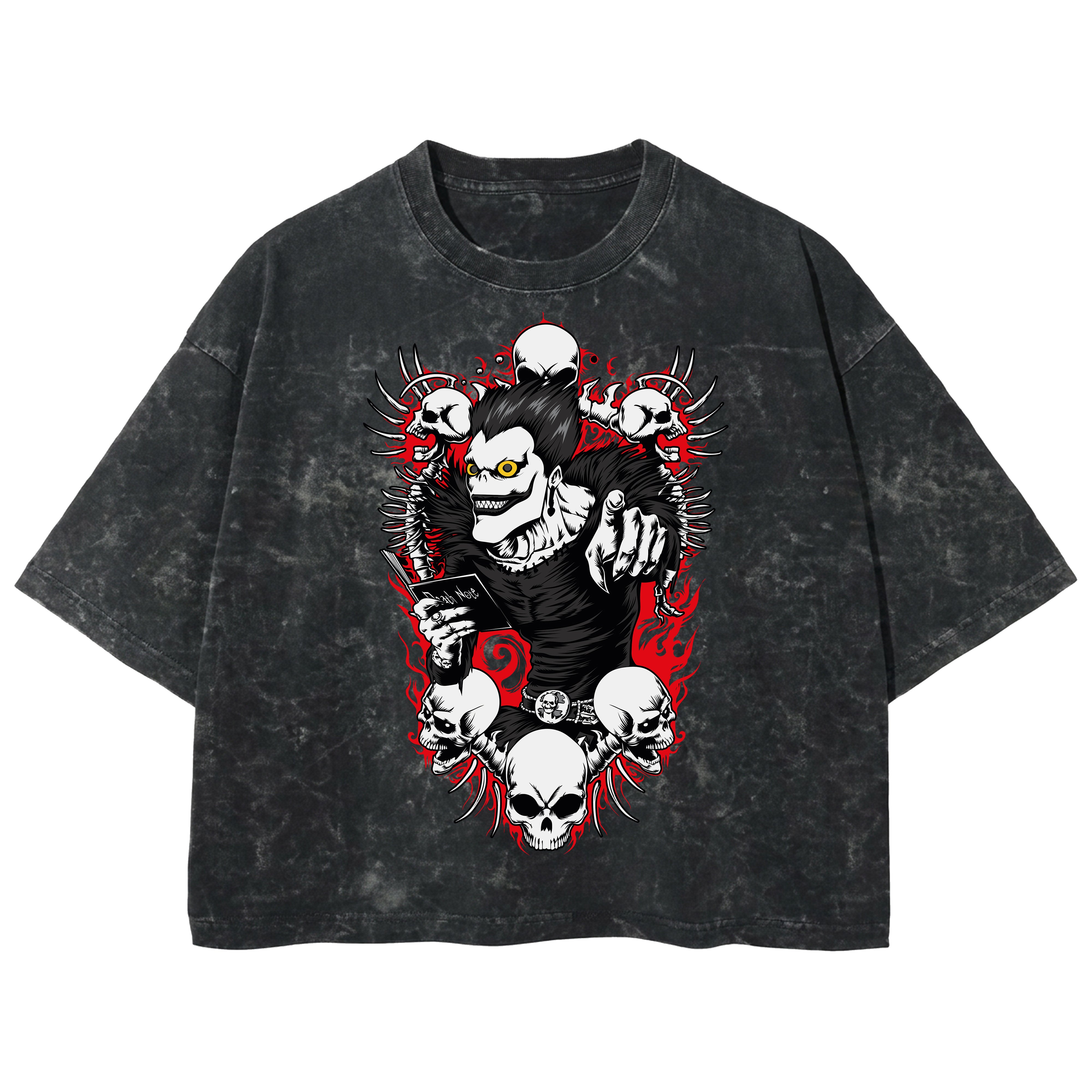 Playera streetwear premium de anime y gaming ExtraLife MX, corte boxy deluxe mineral wash heavyweight en color Acid Wash, moda urbana mexicana de culto.