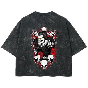 Playera streetwear premium de anime y gaming ExtraLife MX, corte boxy deluxe mineral wash heavyweight en color Acid Wash, moda urbana mexicana de culto.