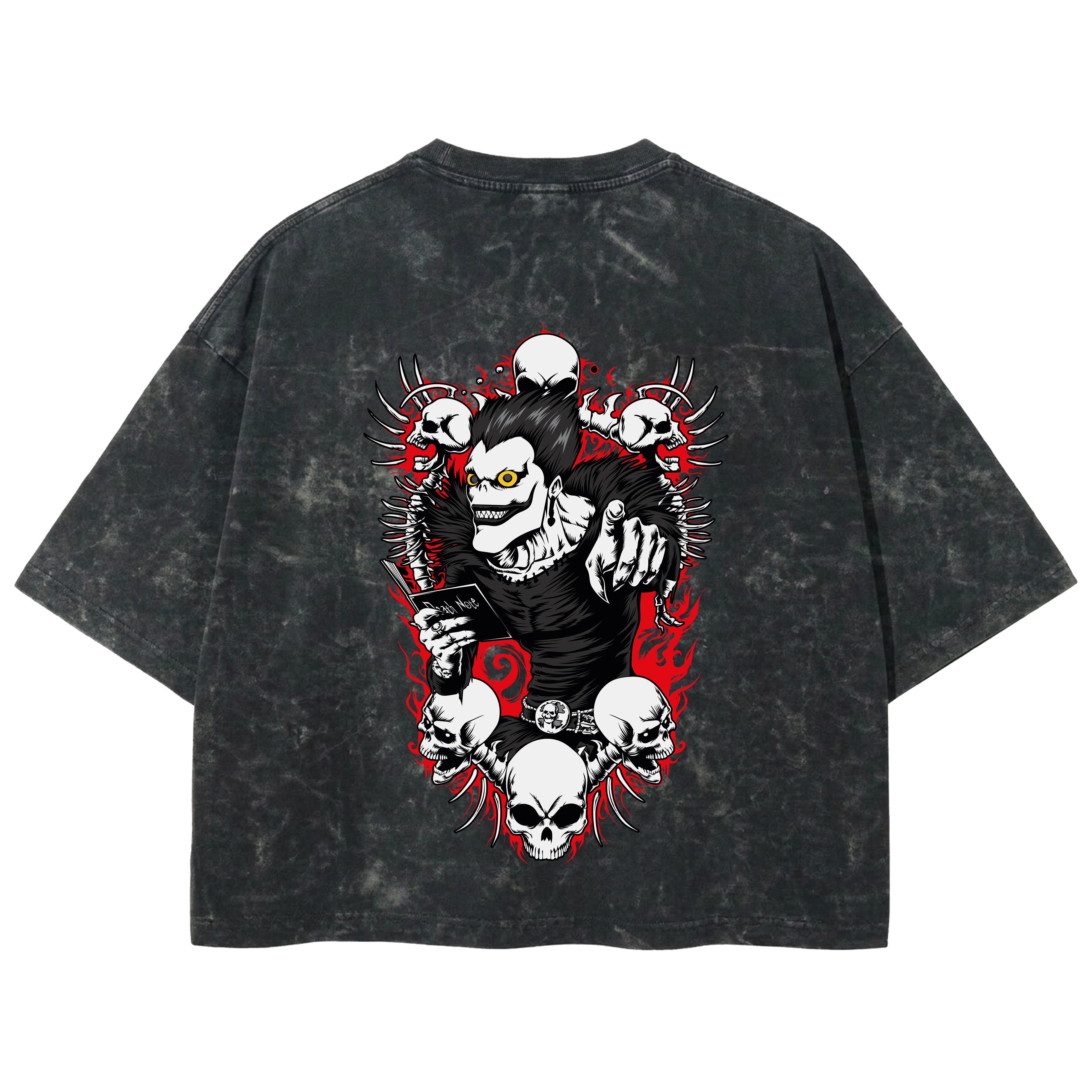 Playera streetwear premium de anime y gaming ExtraLife MX, corte boxy deluxe mineral wash heavyweight en color Acid Wash, moda urbana mexicana de culto.
