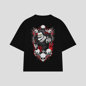 Playera streetwear premium de anime y gaming ExtraLife MX, corte oversized drop shoulder ligero y fresco en color Deep Black y Off-White, moda urbana mexicana de culto.