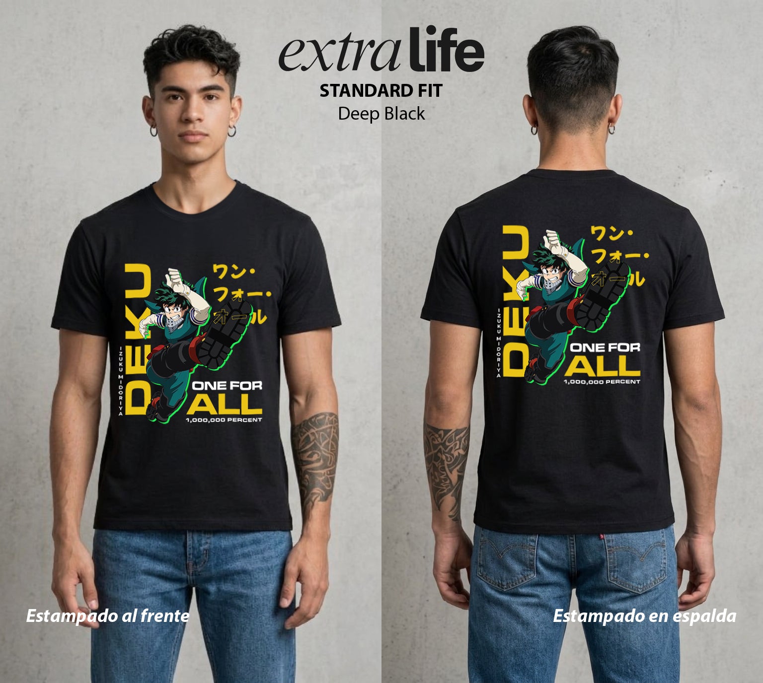 La Academia de Heroes | El Heredero del Simbolo #00951 - Playera Standard Fit | Deep Black - Foto en modelo