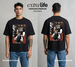 La Mazmorra Deliciosa | El Cocinero del Dungeon #00952 - Playera Oversized Premium | Deep Black - Foto en modelo