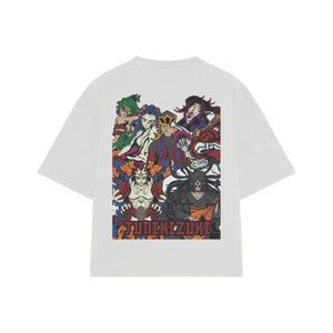 Playera streetwear premium de anime y gaming ExtraLife MX, corte oversized drop shoulder ligero y fresco en color Deep Black y Off-White, moda urbana mexicana de culto.