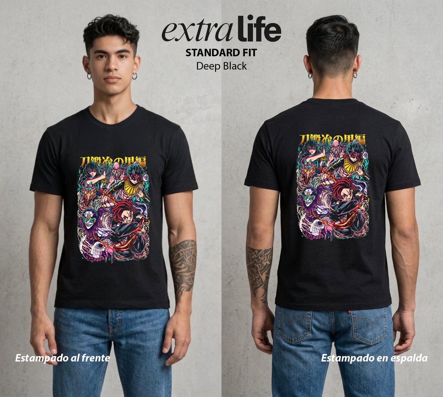 Cazadores de la Noche | Demon Slayer #00955 - Playera Standard Fit | Deep Black - Foto en modelo