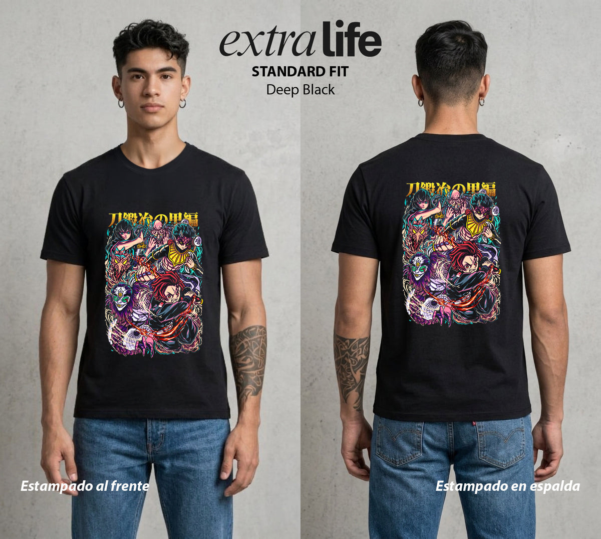 Cazadores de la Noche | Demon Slayer #00955 - Playera Classic Premium | Deep Black - Foto en modelo