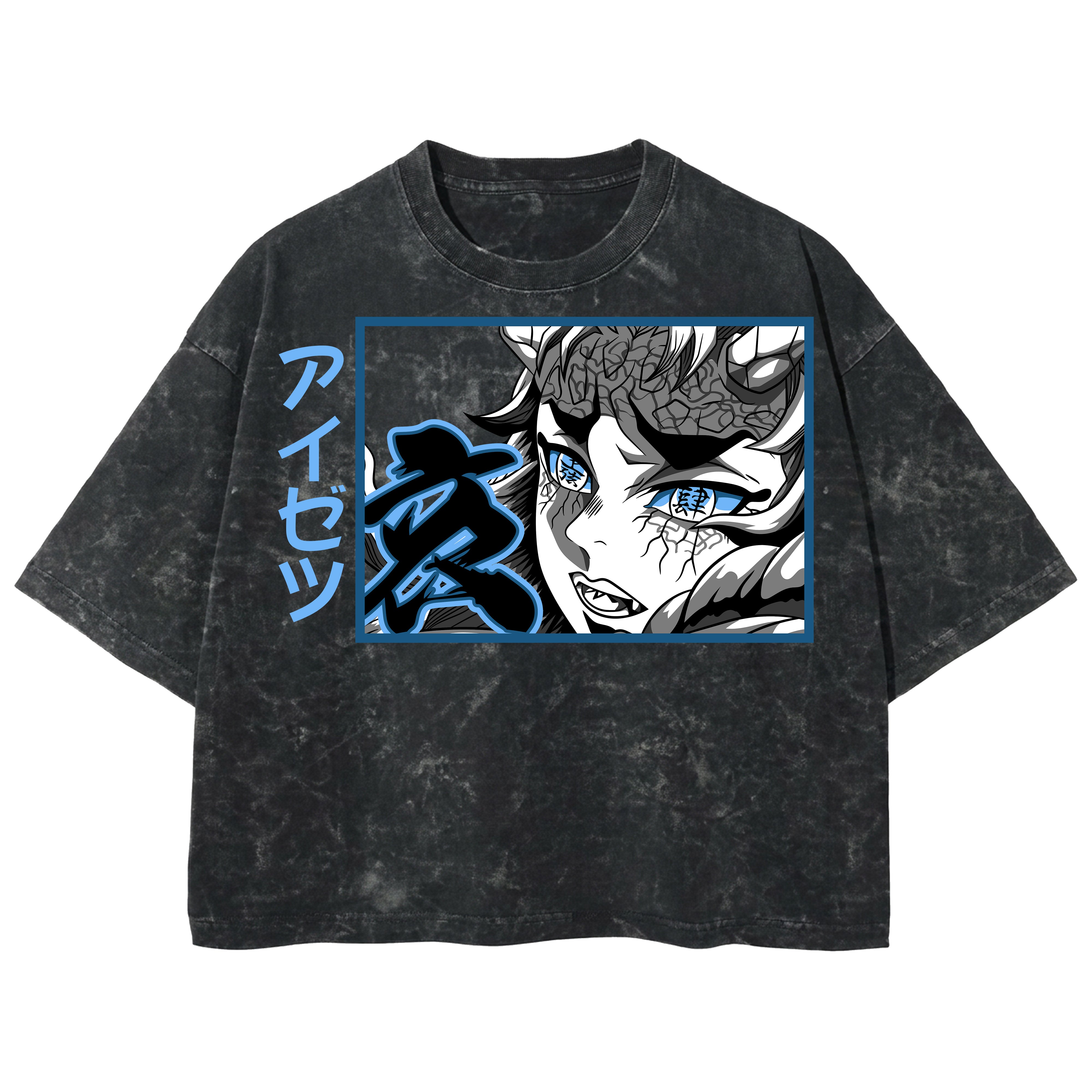 Playera streetwear premium de anime y gaming ExtraLife MX, corte boxy deluxe mineral wash heavyweight en color Acid Wash, moda urbana mexicana de culto.