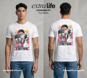 Cazadores de la Noche | El Demonio del Amanecer #00957 - Playera Classic Premium | Pure White - Foto en modelo