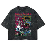 Playera streetwear premium de anime y gaming ExtraLife MX, corte boxy deluxe mineral wash heavyweight en color Acid Wash, moda urbana mexicana de culto.