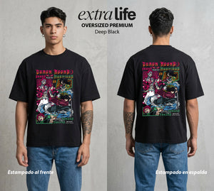 Cazadores de la Noche | El Demonio del Amanecer #00960 - Playera Oversized Premium | Deep Black - Foto en modelo