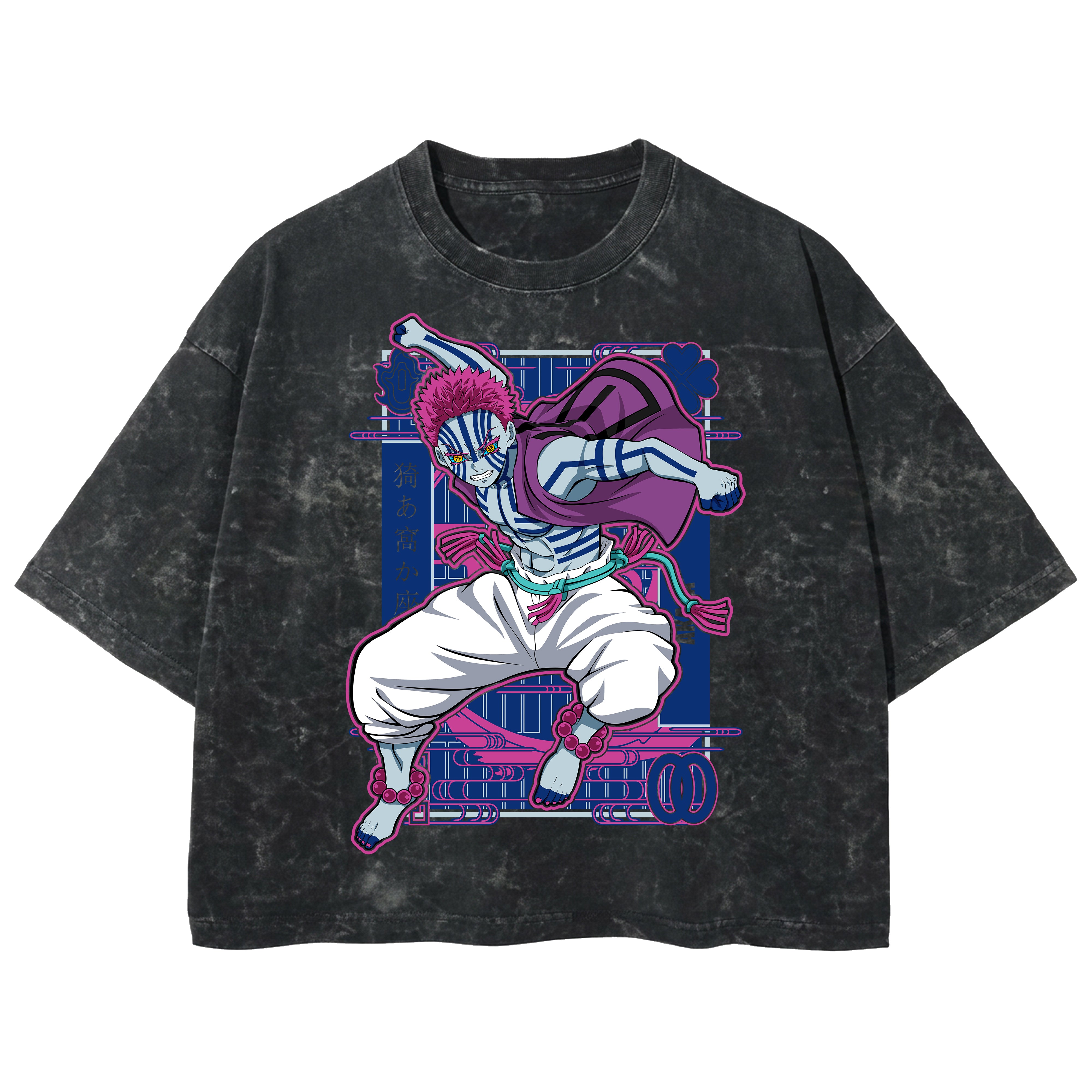 Playera streetwear premium de anime y gaming ExtraLife MX, corte boxy deluxe mineral wash heavyweight en color Acid Wash, moda urbana mexicana de culto.