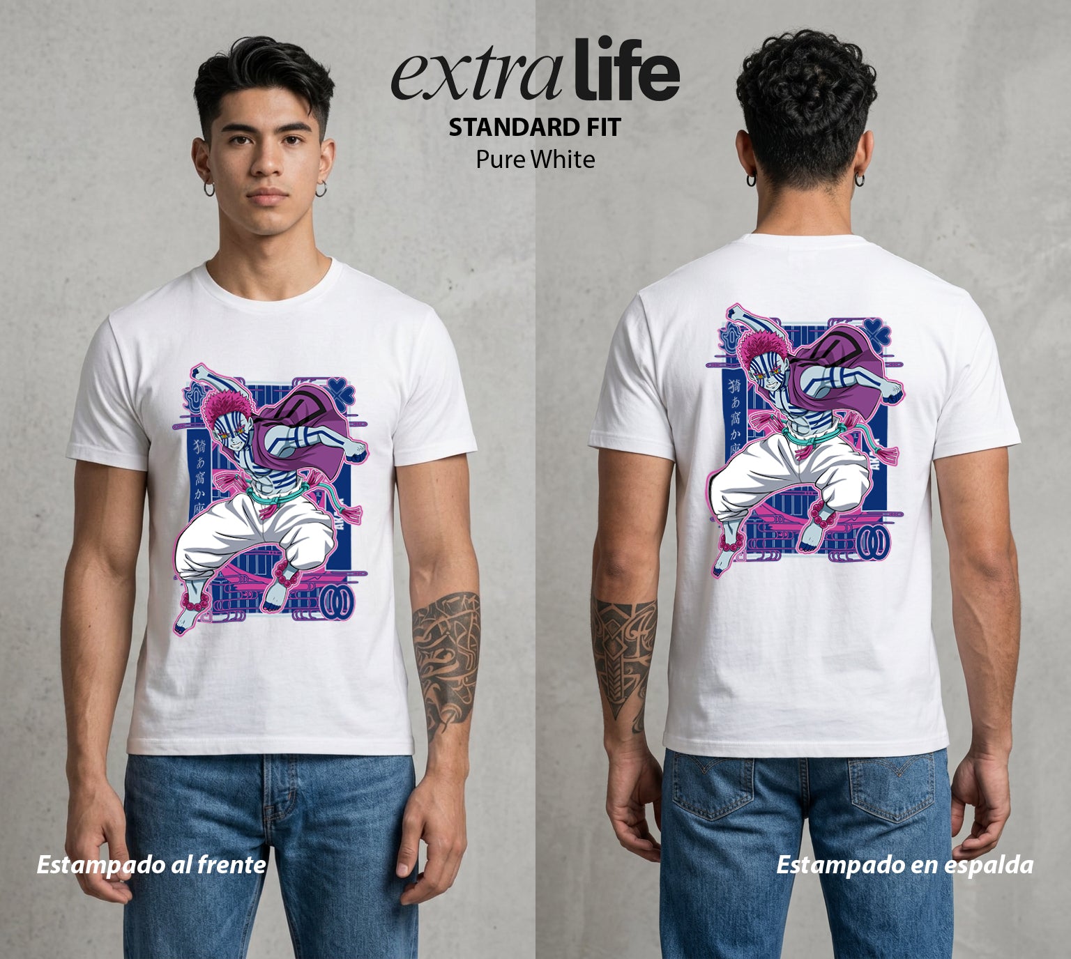 Cazadores de la Noche | Fuerza Superior al Humano #00961 - Playera Standard Fit | Pure White - Foto en modelo