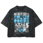 Playera streetwear premium de anime y gaming ExtraLife MX, corte boxy deluxe mineral wash heavyweight en color Acid Wash, moda urbana mexicana de culto.