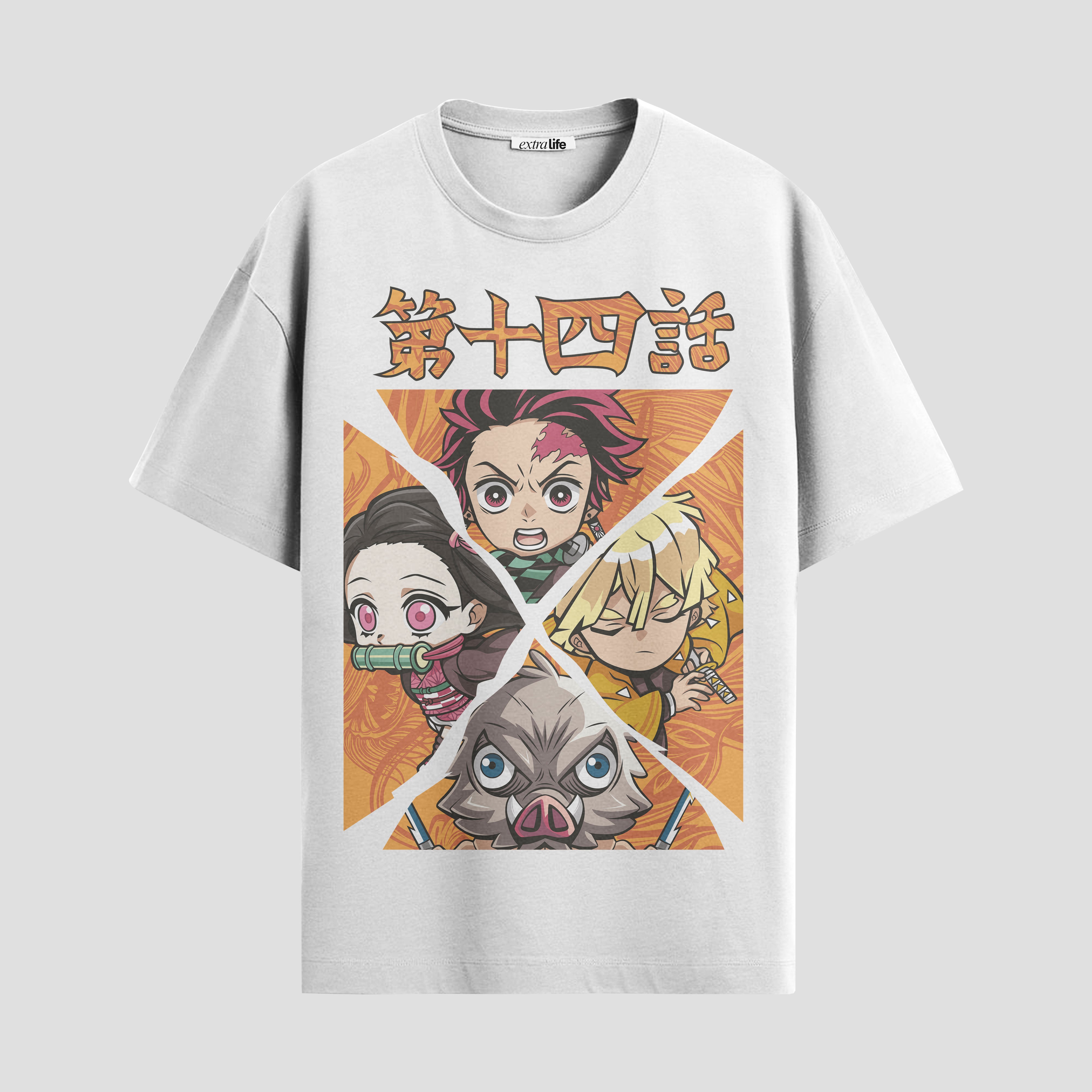 Playera urbana de anime y gaming ExtraLife MX, corte Standard Fit unisex ligero y transpirable en color Deep Black y Pure White, ropa de uso diario para gym y casual.