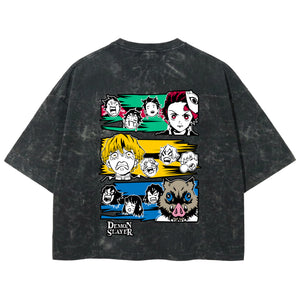 Playera streetwear premium de anime y gaming ExtraLife MX, corte boxy deluxe mineral wash heavyweight en color Acid Wash, moda urbana mexicana de culto.