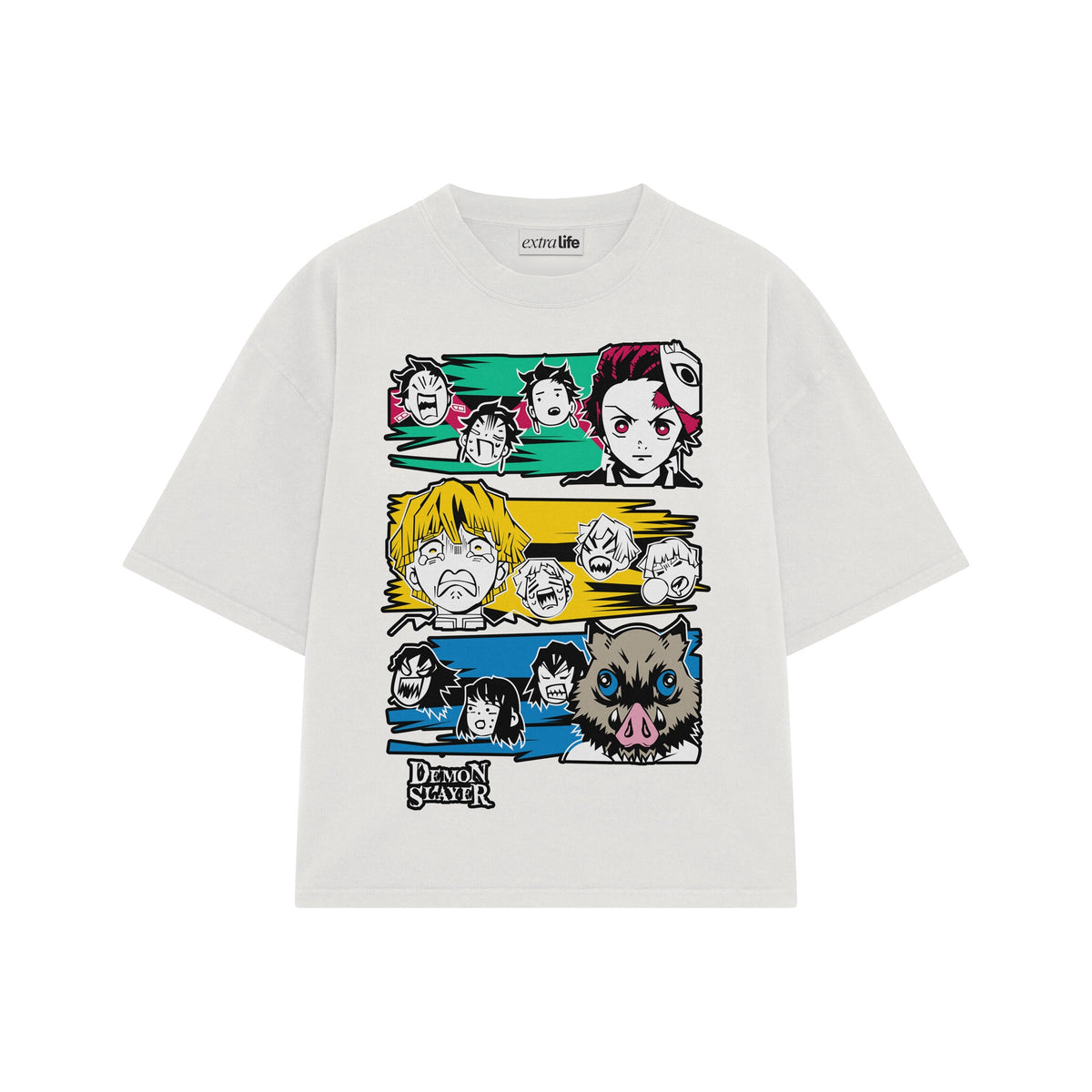 Playera streetwear premium de anime y gaming ExtraLife MX, corte oversized drop shoulder ligero y fresco en color Deep Black y Off-White, moda urbana mexicana de culto.