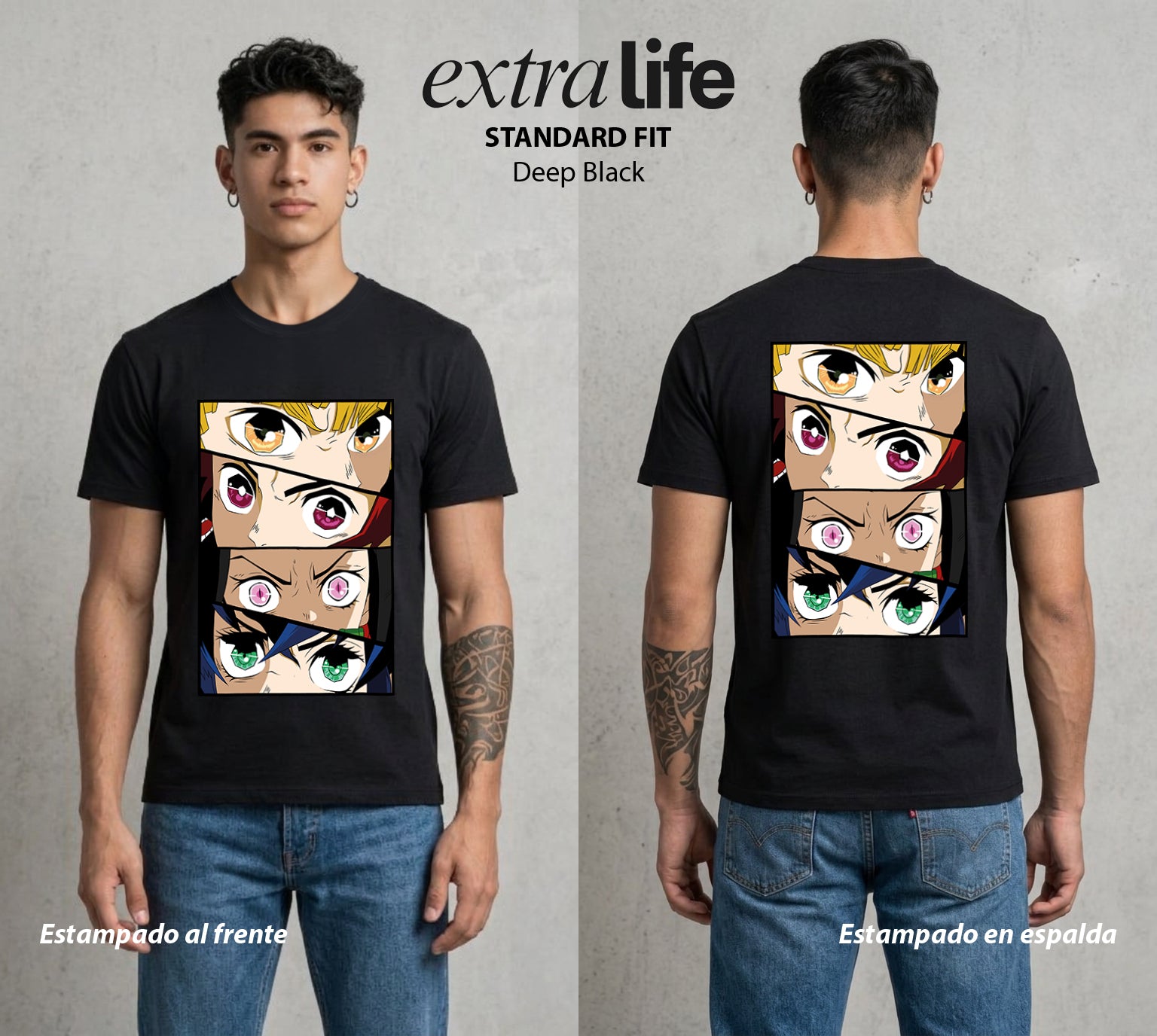 Cazadores de la Noche | Los Heroes del Futuro #00967 - Playera Standard Fit | Deep Black - Foto en modelo