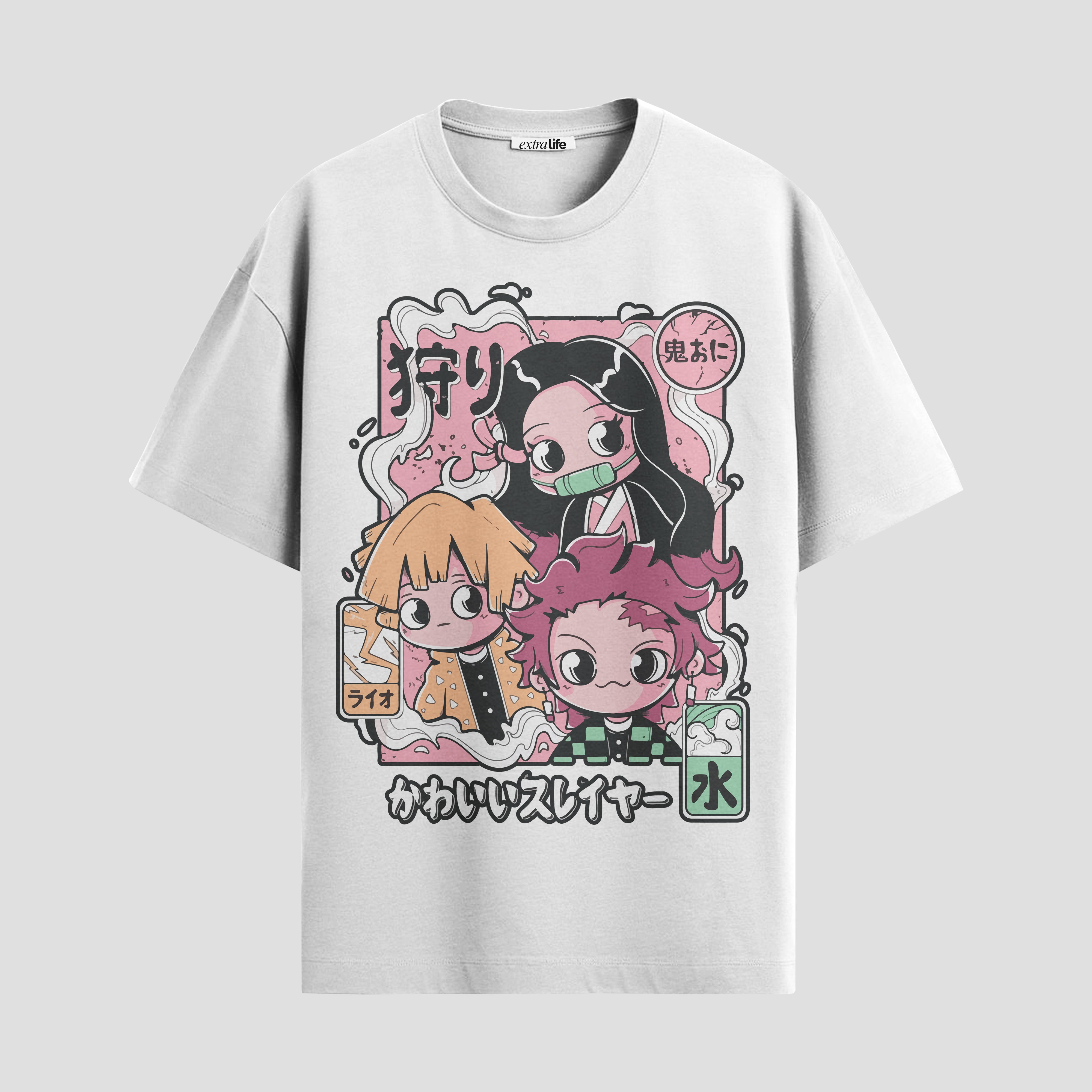 Playera urbana de anime y gaming ExtraLife MX, corte Standard Fit unisex ligero y transpirable en color Deep Black y Pure White, ropa de uso diario para gym y casual.