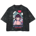 Playera streetwear premium de anime y gaming ExtraLife MX, corte boxy deluxe mineral wash heavyweight en color Acid Wash, moda urbana mexicana de culto.