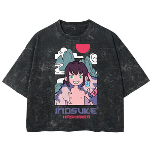 Playera streetwear premium de anime y gaming ExtraLife MX, corte boxy deluxe mineral wash heavyweight en color Acid Wash, moda urbana mexicana de culto.