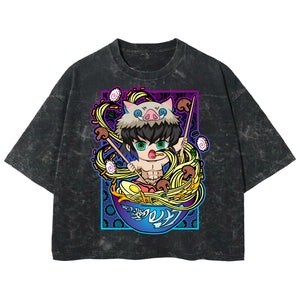 Playera streetwear premium de anime y gaming ExtraLife MX, corte boxy deluxe mineral wash heavyweight en color Acid Wash, moda urbana mexicana de culto.