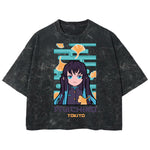 Playera streetwear premium de anime y gaming ExtraLife MX, corte boxy deluxe mineral wash heavyweight en color Acid Wash, moda urbana mexicana de culto.
