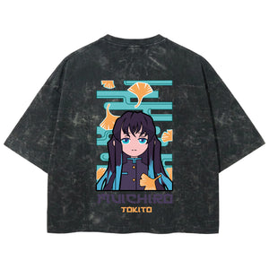 Playera streetwear premium de anime y gaming ExtraLife MX, corte boxy deluxe mineral wash heavyweight en color Acid Wash, moda urbana mexicana de culto.