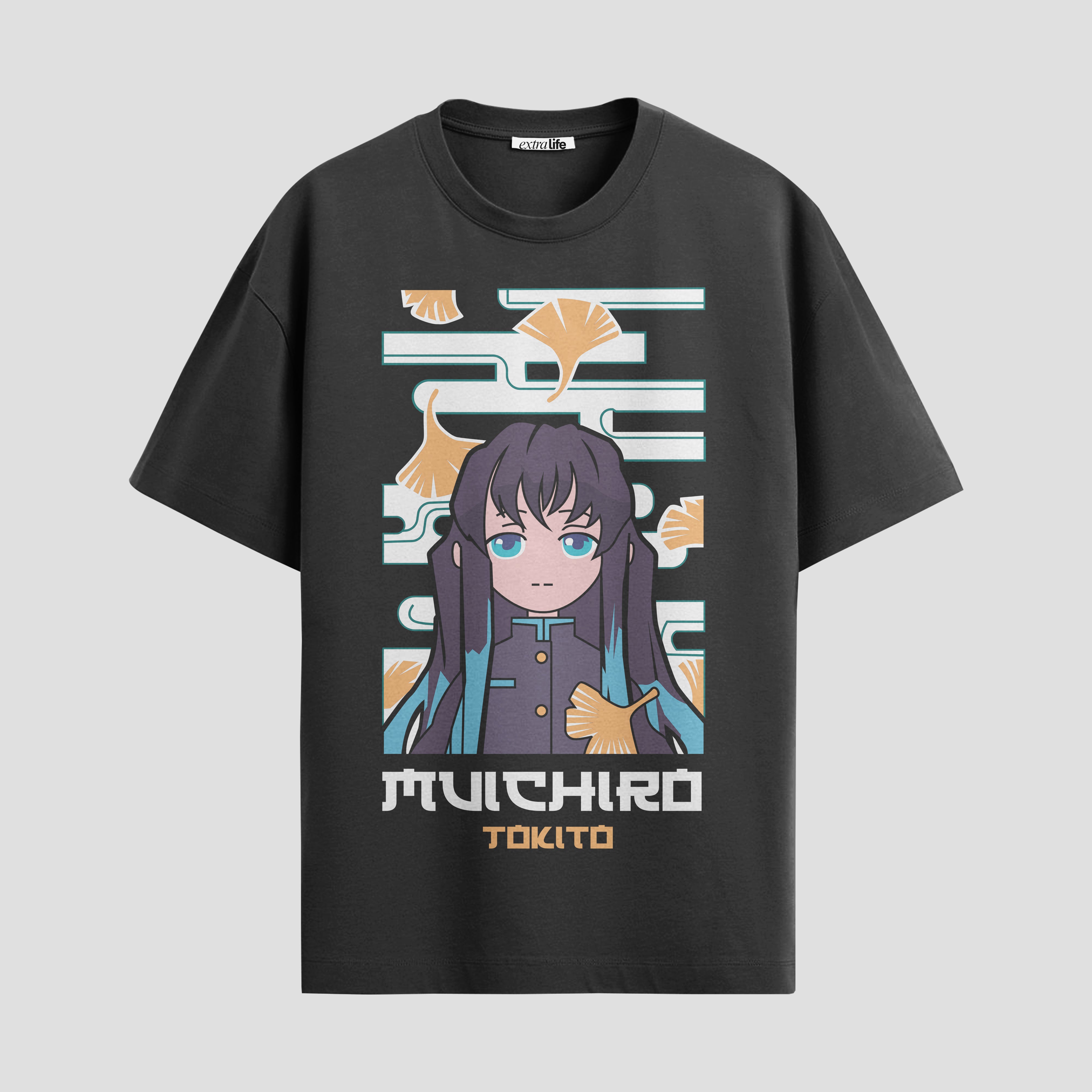 Playera urbana de anime y gaming ExtraLife MX, corte Standard Fit unisex ligero y transpirable en color Deep Black y Pure White, ropa de uso diario para gym y casual.