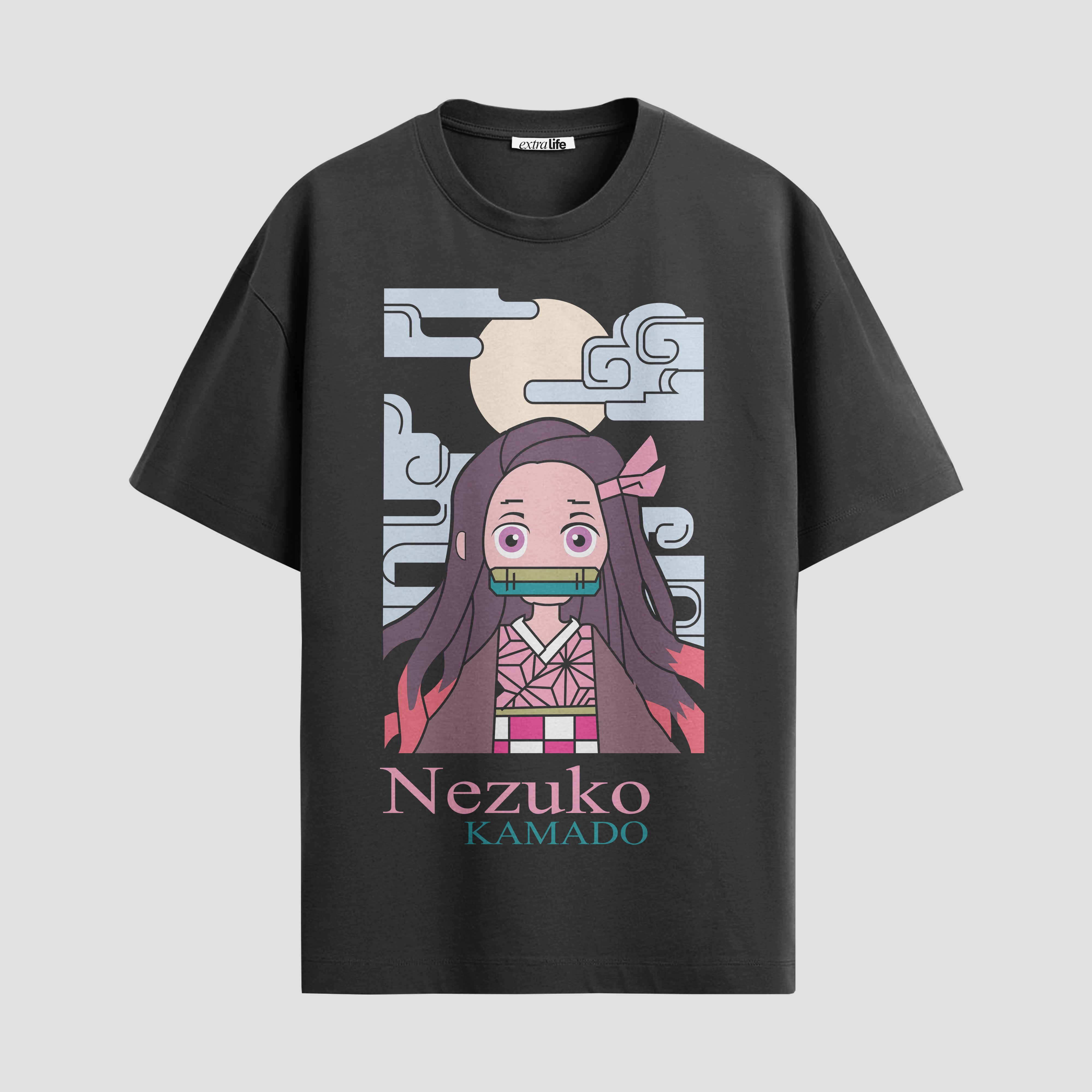 Playera urbana de anime y gaming ExtraLife MX, corte Standard Fit unisex ligero y transpirable en color Deep Black y Pure White, ropa de uso diario para gym y casual.