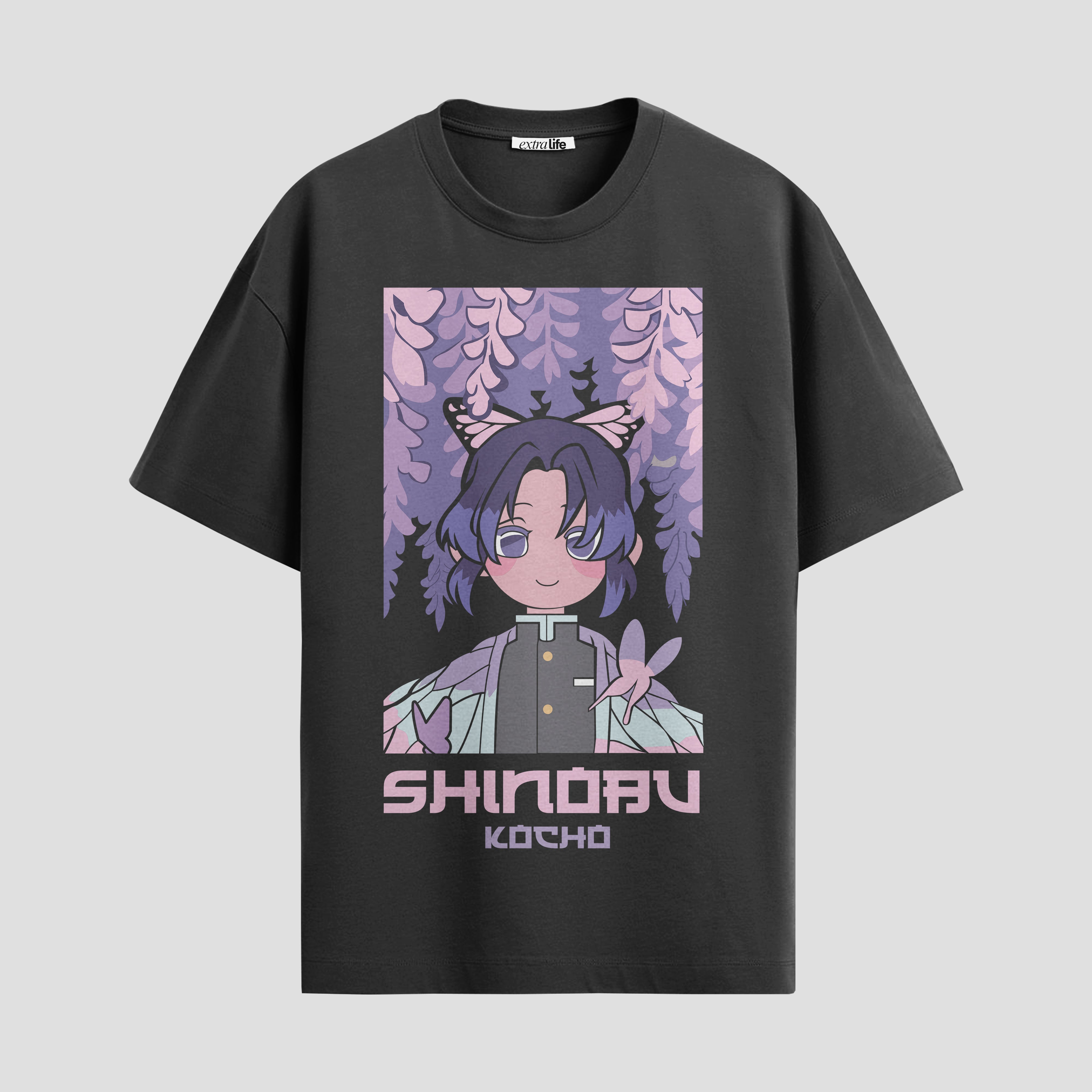 Playera urbana de anime y gaming ExtraLife MX, corte Standard Fit unisex ligero y transpirable en color Deep Black y Pure White, ropa de uso diario para gym y casual.