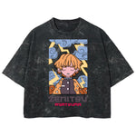 Playera streetwear premium de anime y gaming ExtraLife MX, corte boxy deluxe mineral wash heavyweight en color Acid Wash, moda urbana mexicana de culto.
