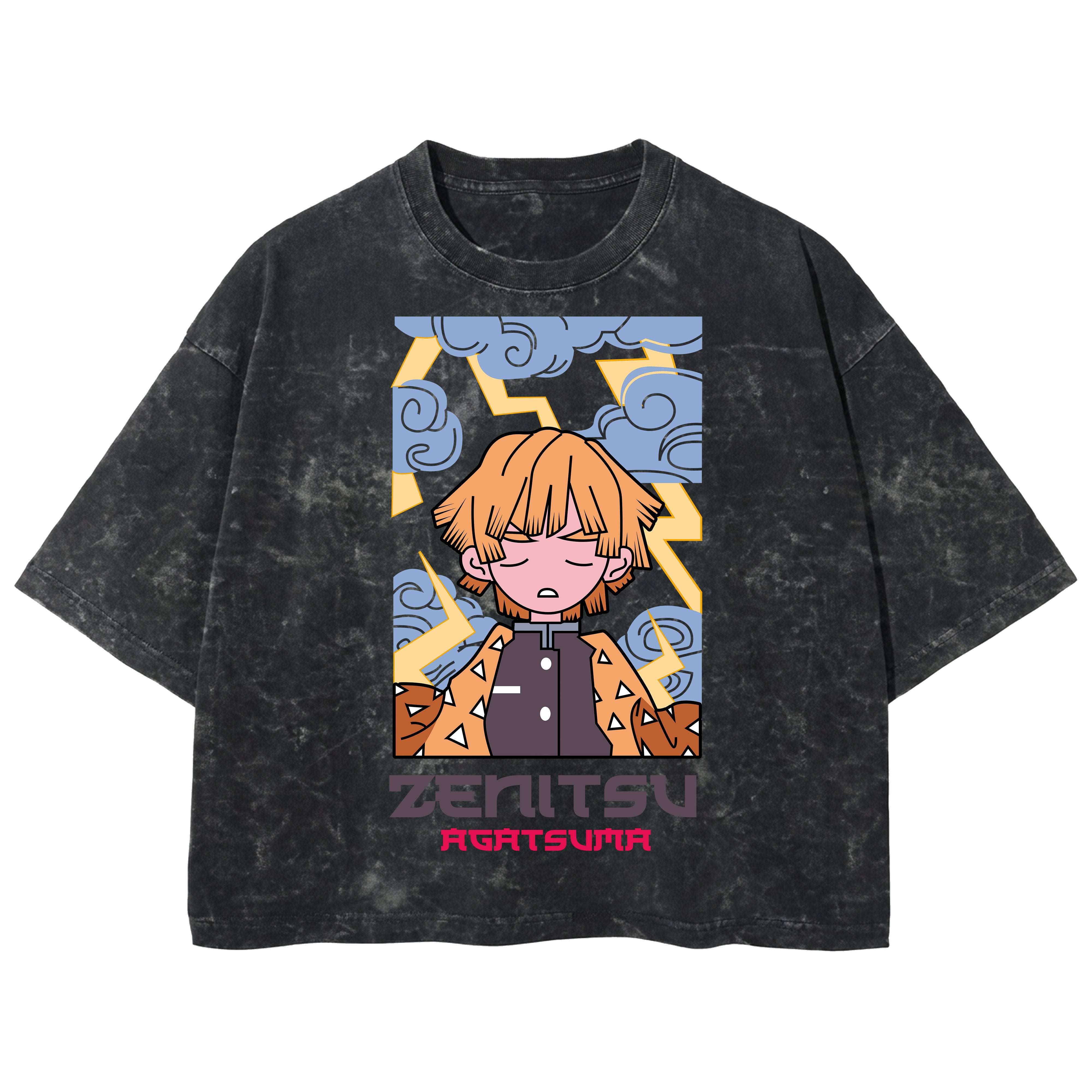 Playera streetwear premium de anime y gaming ExtraLife MX, corte boxy deluxe mineral wash heavyweight en color Acid Wash, moda urbana mexicana de culto.