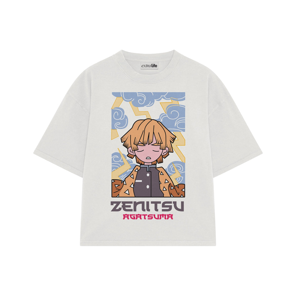 Playera streetwear premium de anime y gaming ExtraLife MX, corte oversized drop shoulder ligero y fresco en color Deep Black y Off-White, moda urbana mexicana de culto.
