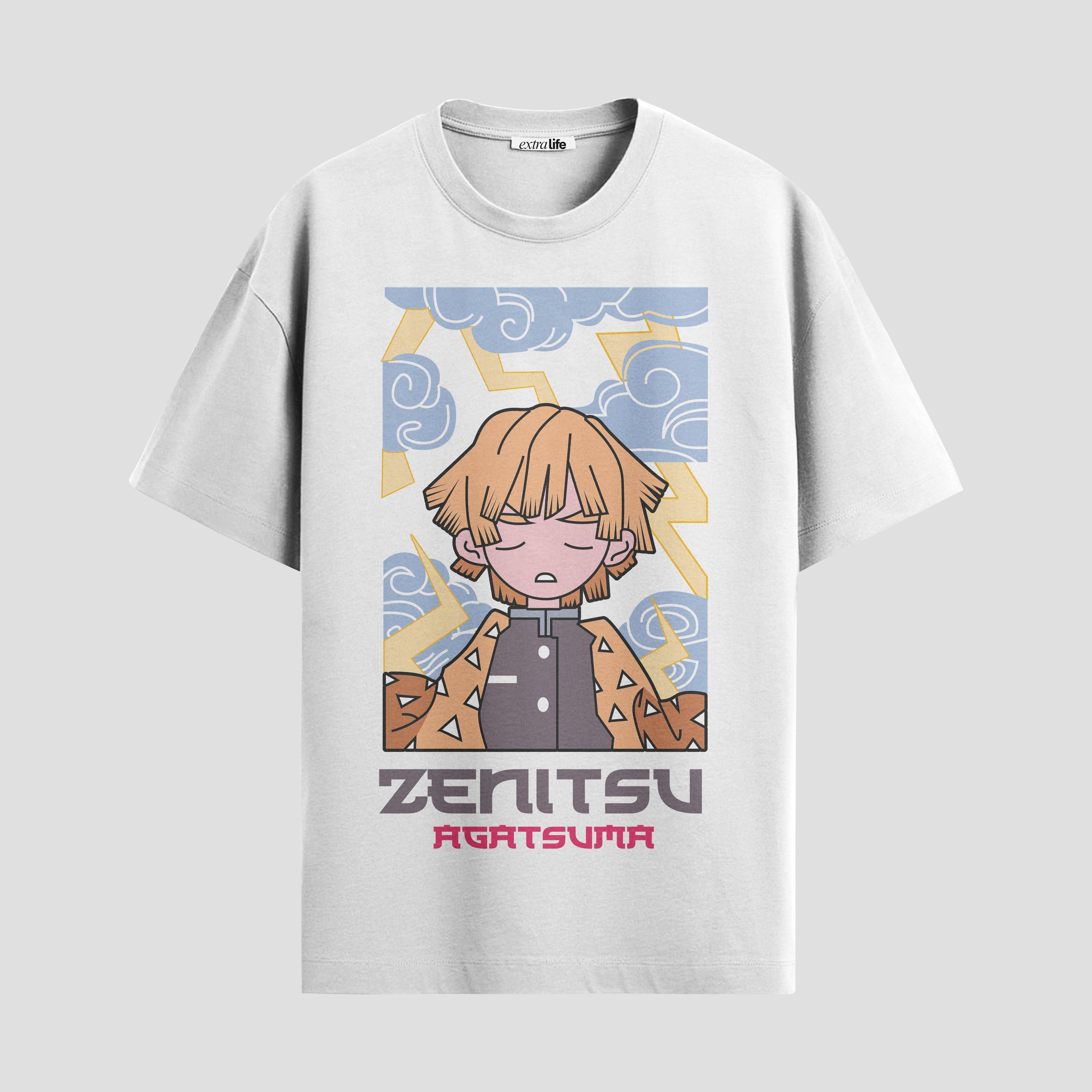 Playera urbana de anime y gaming ExtraLife MX, corte Standard Fit unisex ligero y transpirable en color Deep Black y Pure White, ropa de uso diario para gym y casual.