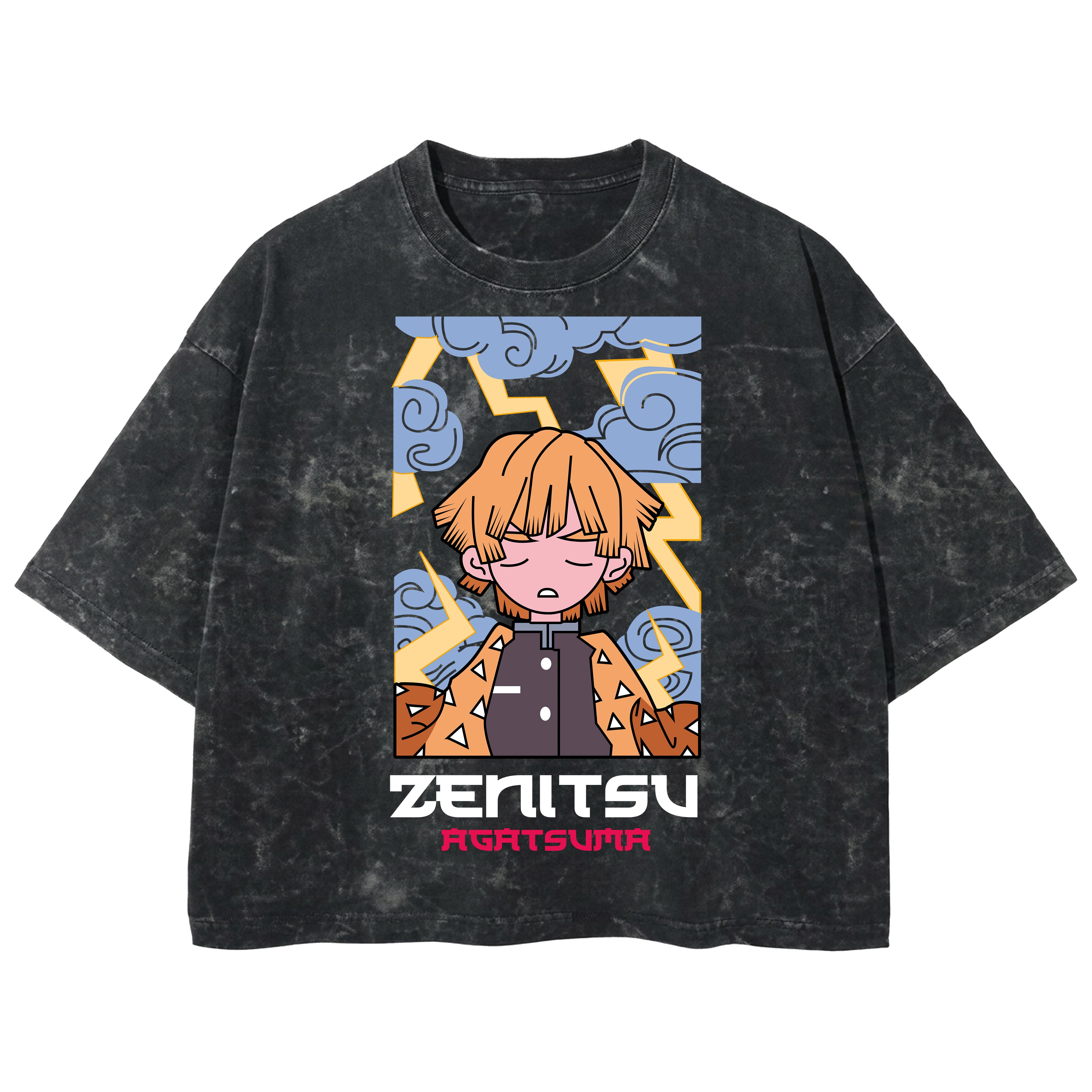 Playera streetwear premium de anime y gaming ExtraLife MX, corte boxy deluxe mineral wash heavyweight en color Acid Wash, moda urbana mexicana de culto.