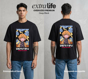 Cazadores de la Noche | El Cobarde del Trueno Chibi #00990 - Playera Oversized Premium | Deep Black - Foto en modelo
