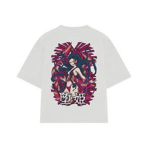 Playera streetwear premium de anime y gaming ExtraLife MX, corte oversized drop shoulder ligero y fresco en color Deep Black y Off-White, moda urbana mexicana de culto.