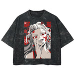 Playera streetwear premium de anime y gaming ExtraLife MX, corte boxy deluxe mineral wash heavyweight en color Acid Wash, moda urbana mexicana de culto.