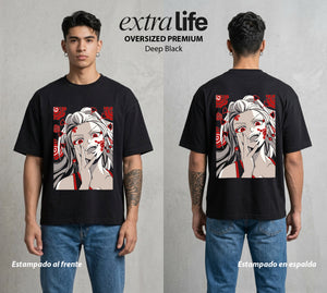Cazadores de la Noche | Faja y Elegancia #00994 - Playera Oversized Premium | Deep Black - Foto en modelo