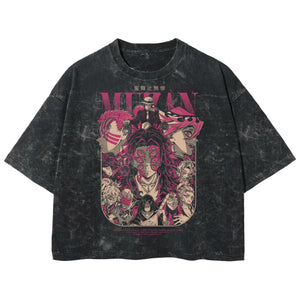 Playera streetwear premium de anime y gaming ExtraLife MX, corte boxy deluxe mineral wash heavyweight en color Acid Wash, moda urbana mexicana de culto.