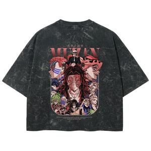 Playera streetwear premium de anime y gaming ExtraLife MX, corte boxy deluxe mineral wash heavyweight en color Acid Wash, moda urbana mexicana de culto.