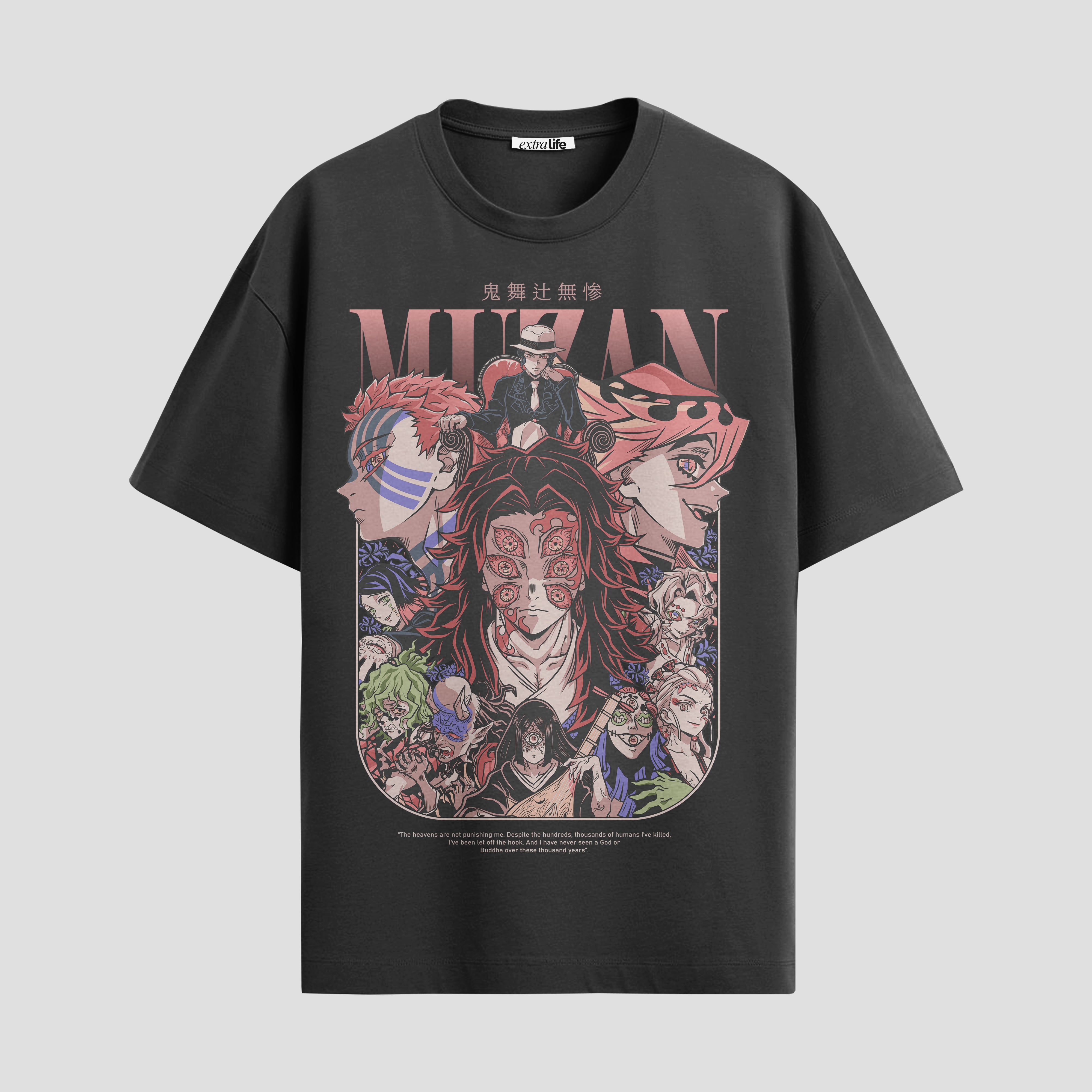 Playera urbana de anime y gaming ExtraLife MX, corte Standard Fit unisex ligero y transpirable en color Deep Black y Pure White, ropa de uso diario para gym y casual.