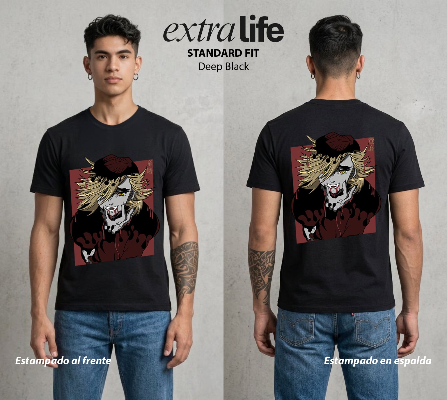 Cazadores de la Noche | El Culto del Paraiso #01002 - Playera Standard Fit | Deep Black - Foto en modelo