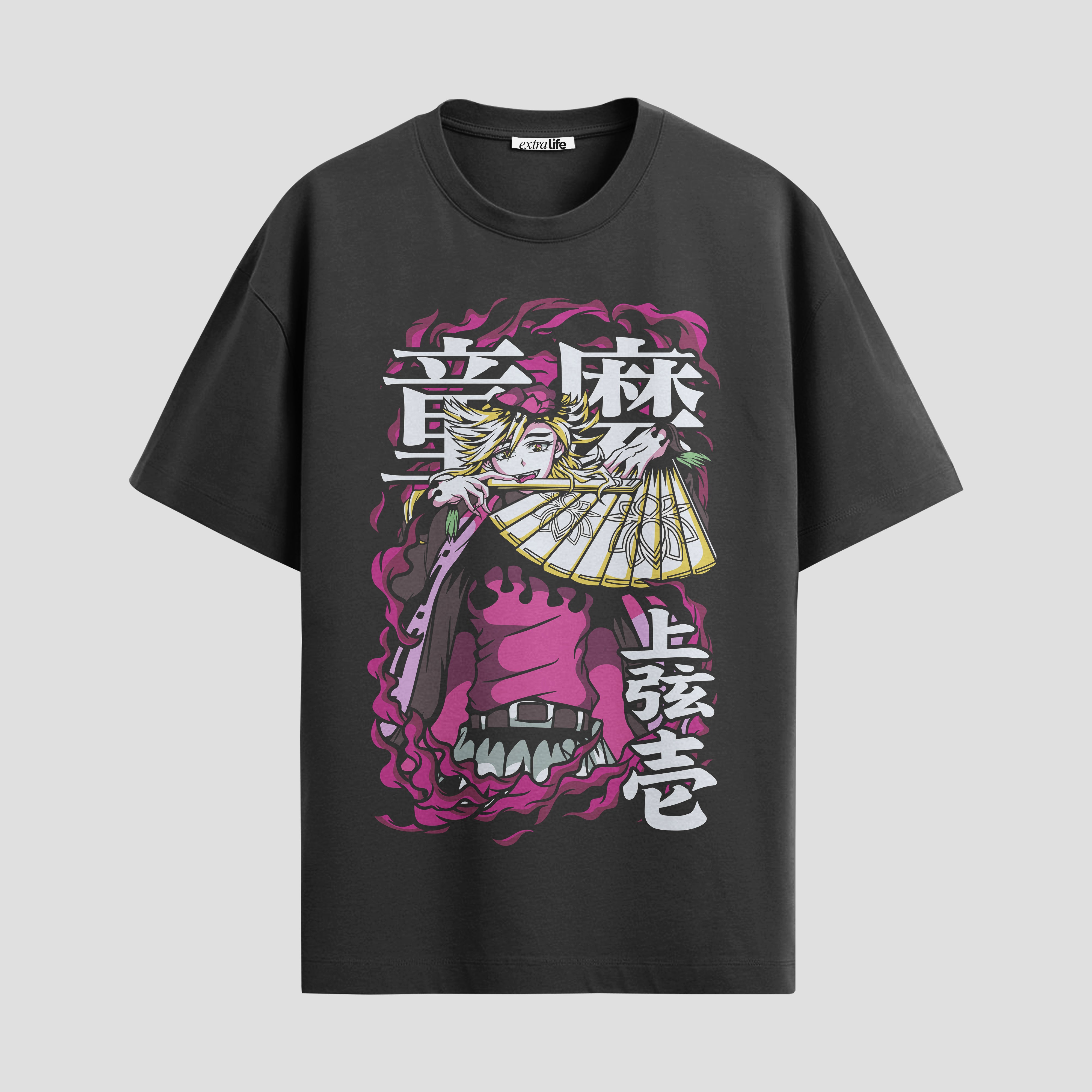 Playera urbana de anime y gaming ExtraLife MX, corte Standard Fit unisex ligero y transpirable en color Deep Black y Pure White, ropa de uso diario para gym y casual.