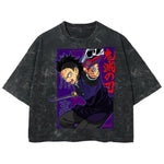 Playera streetwear premium de anime y gaming ExtraLife MX, corte boxy deluxe mineral wash heavyweight en color Acid Wash, moda urbana mexicana de culto.