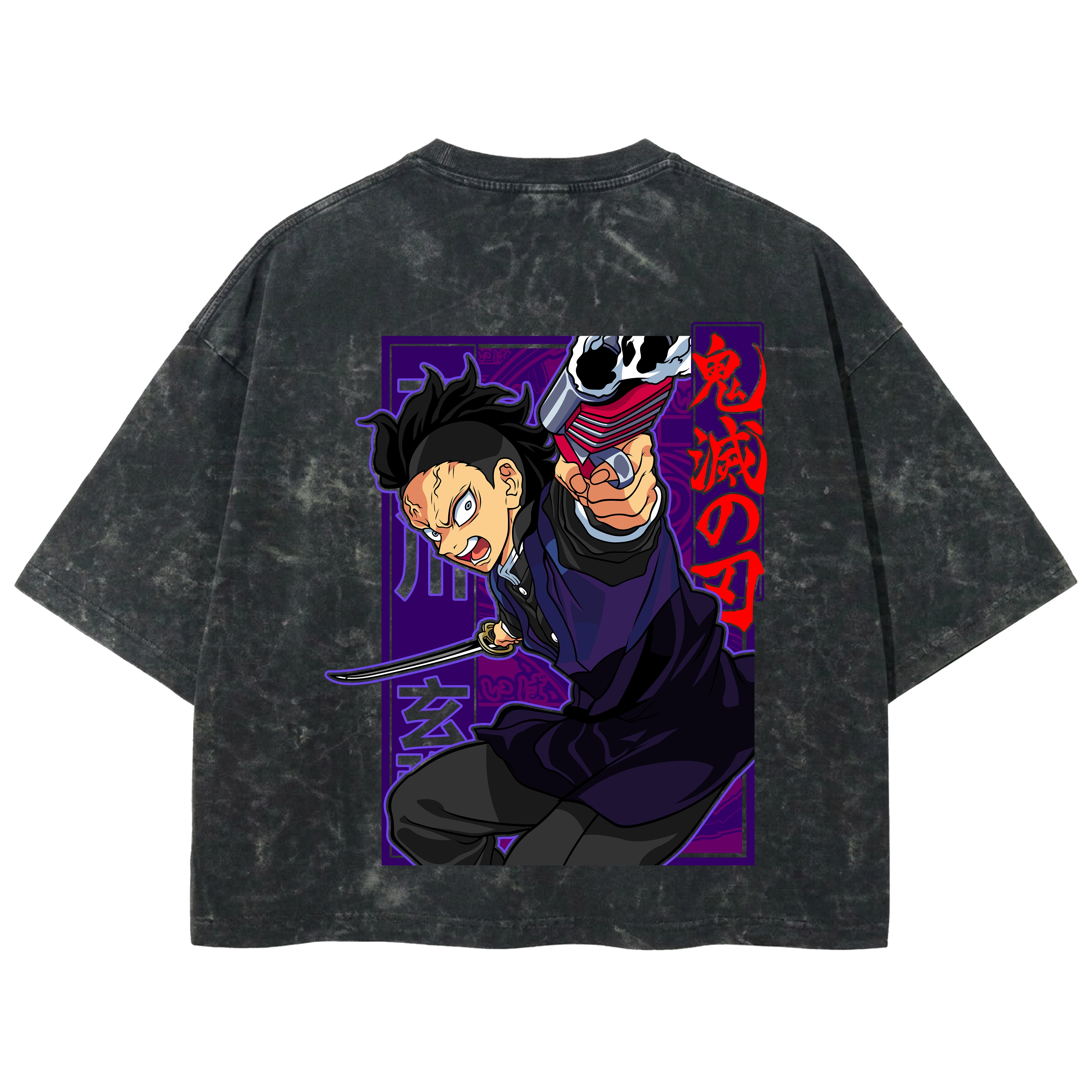Playera streetwear premium de anime y gaming ExtraLife MX, corte boxy deluxe mineral wash heavyweight en color Acid Wash, moda urbana mexicana de culto.