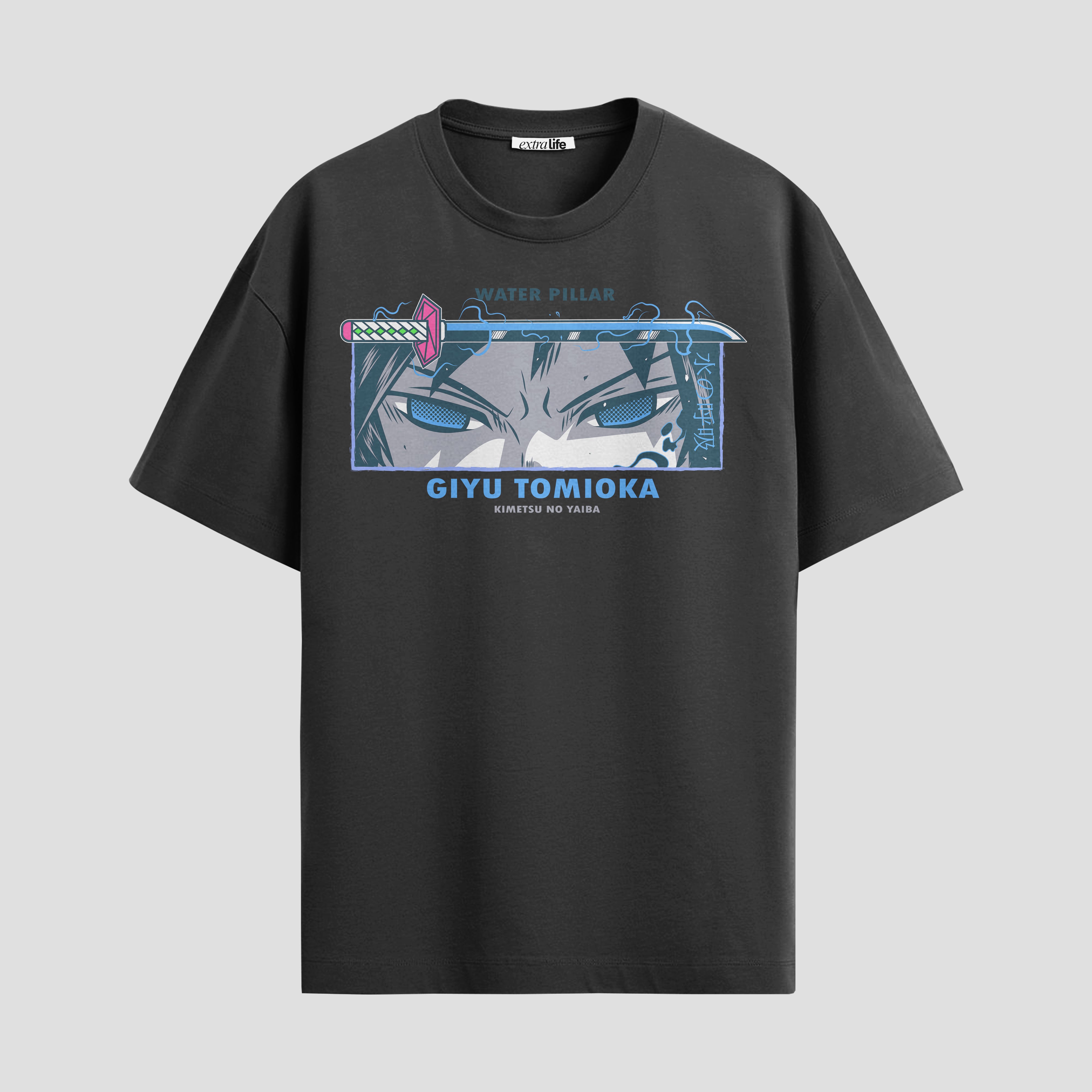 Playera urbana de anime y gaming ExtraLife MX, corte Standard Fit unisex ligero y transpirable en color Deep Black y Pure White, ropa de uso diario para gym y casual.